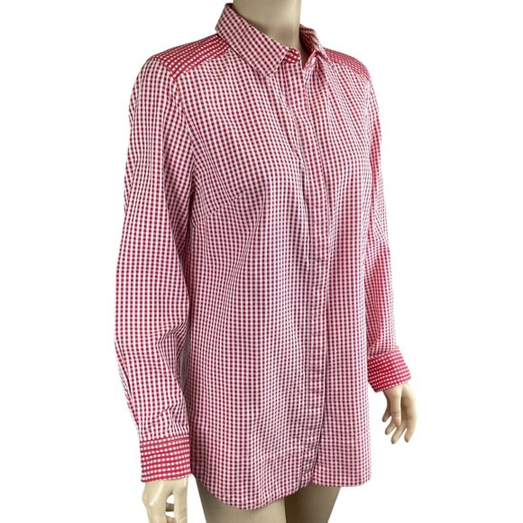 Tyler Böe Womens Reverse Check Sherri Button‎ Down Top Shirt Size 1o Red Gingham - Picture 5 of 8
